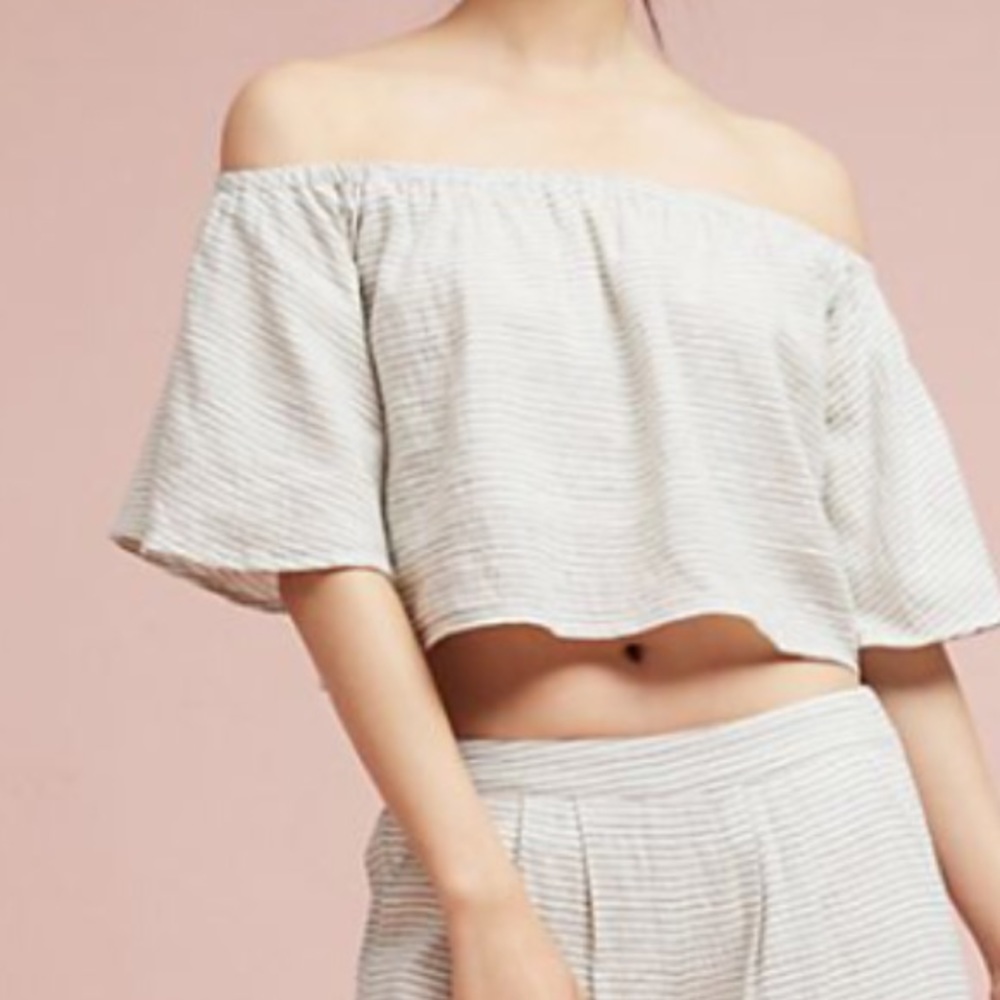 Anthropologie Off Shoulder Cropped Blouse